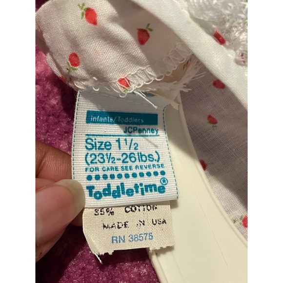 70s Deadstock Toddletime Jcpenny Strawberry ruffled dress with Bloomers - Picture 4 of 5